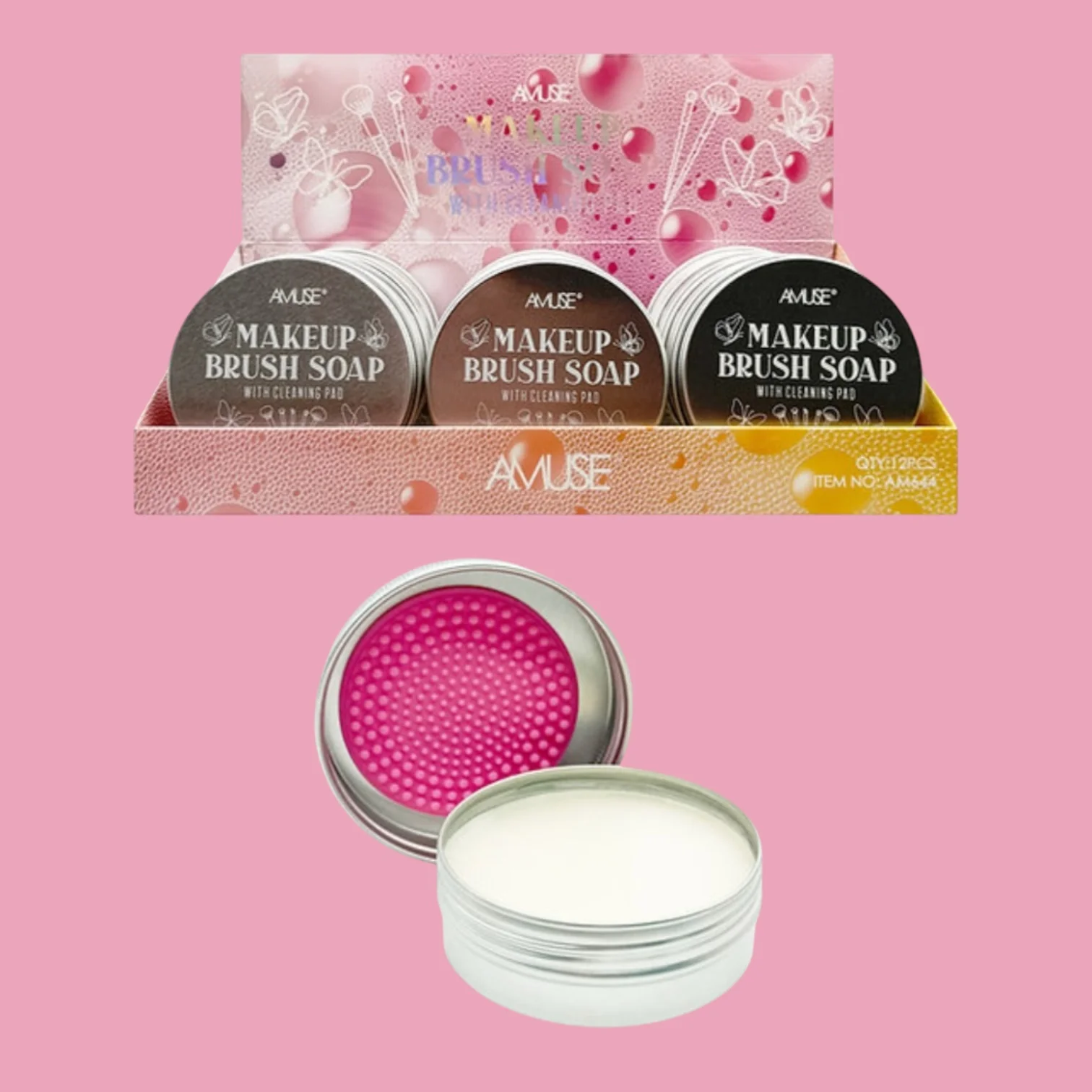 12PCS DISPLAY MAKEUP BRUSH SOAP AMUSE AM644