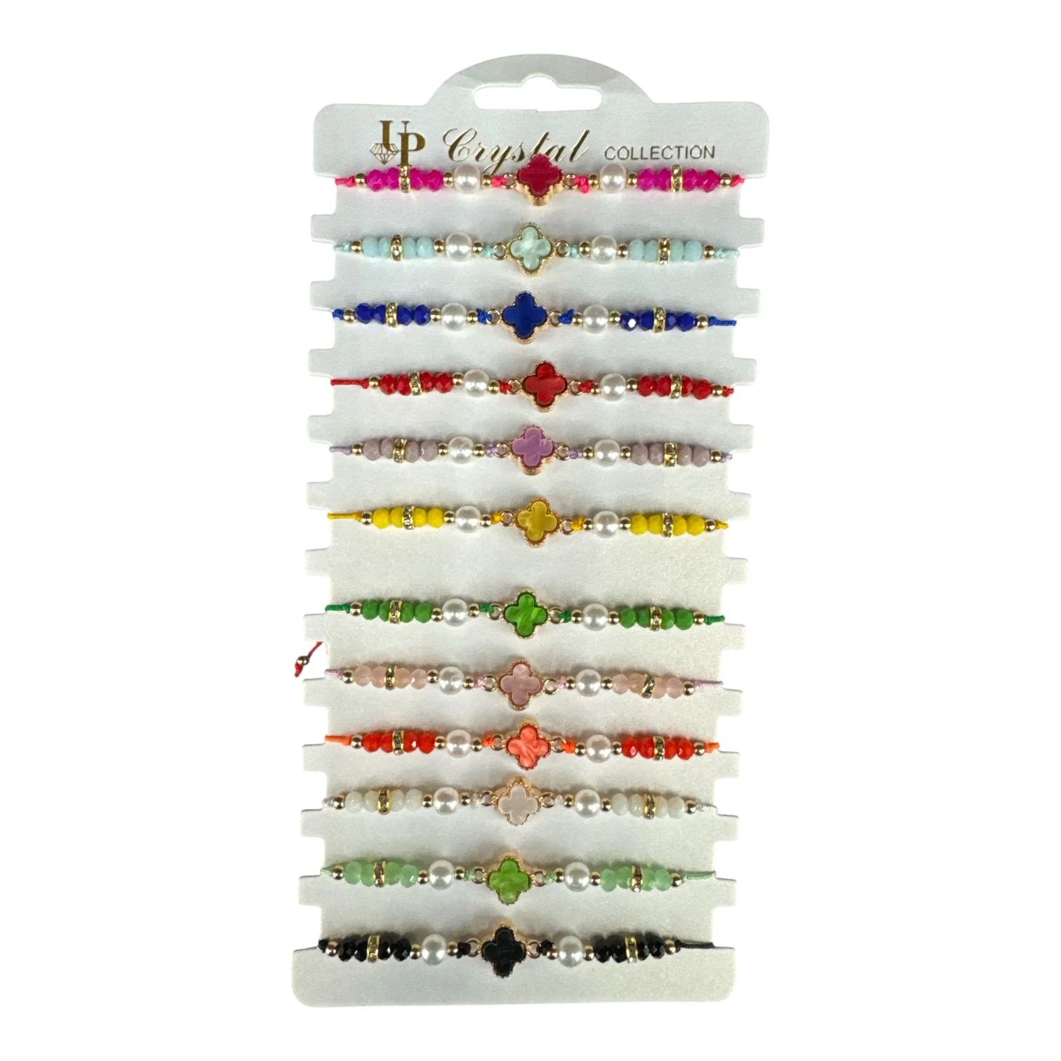 12PCS PACK CLOVER COLORED BEAD STRING BRACELETS YBT-5404