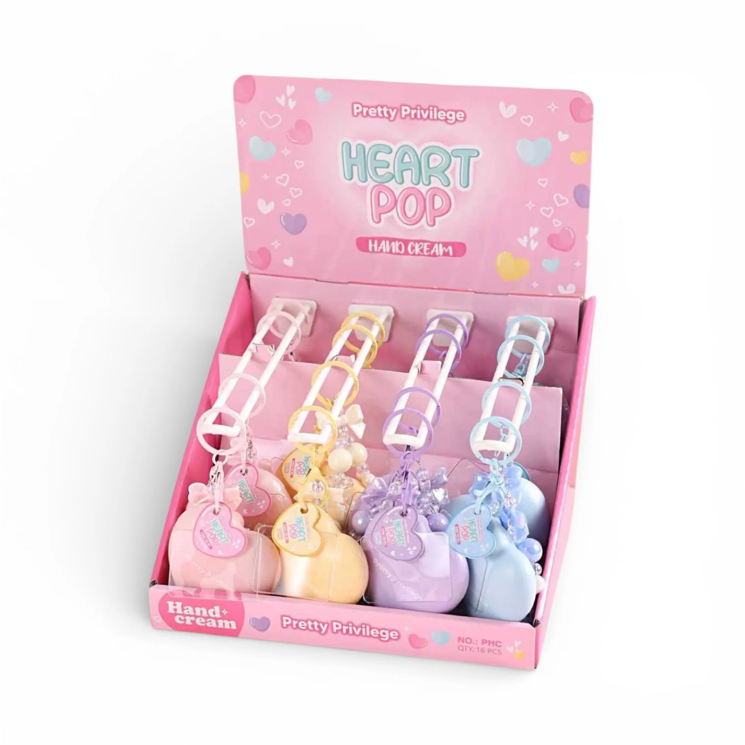 16PCS DISPLAY PRETTY PRIVILEGE HEART POP HAND CREAM PHC