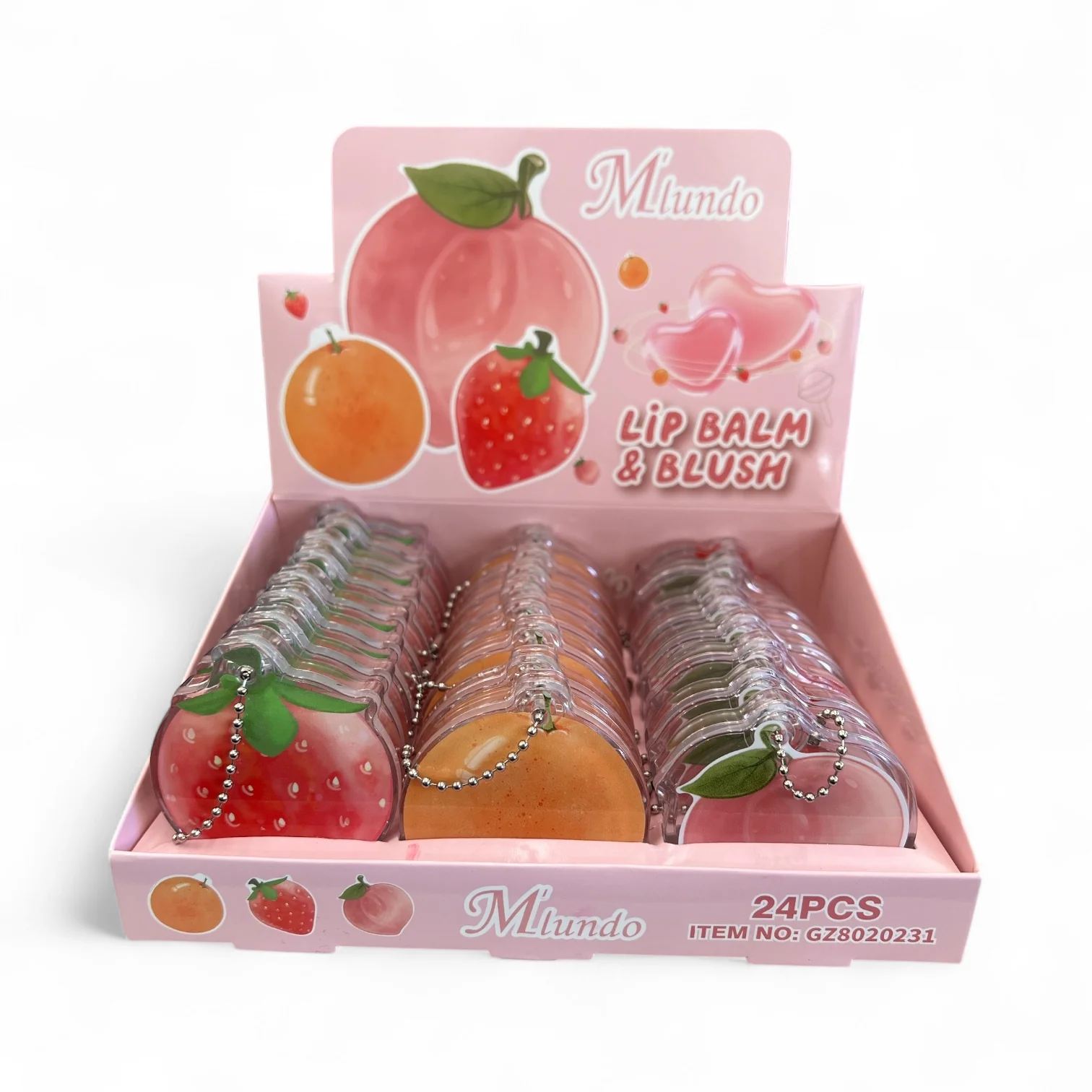 24PCS MIUNDO FRUIT KEYCHAIN LIP BALM & BLUSH GZ8020231