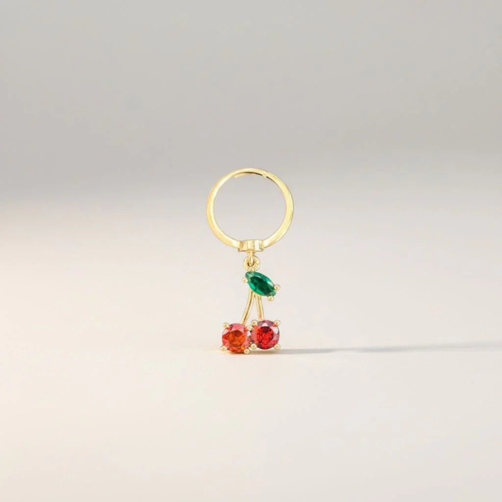6PCS ORO LAMINADO BLING ADJUSTABLE CHERRY RING JR1064
