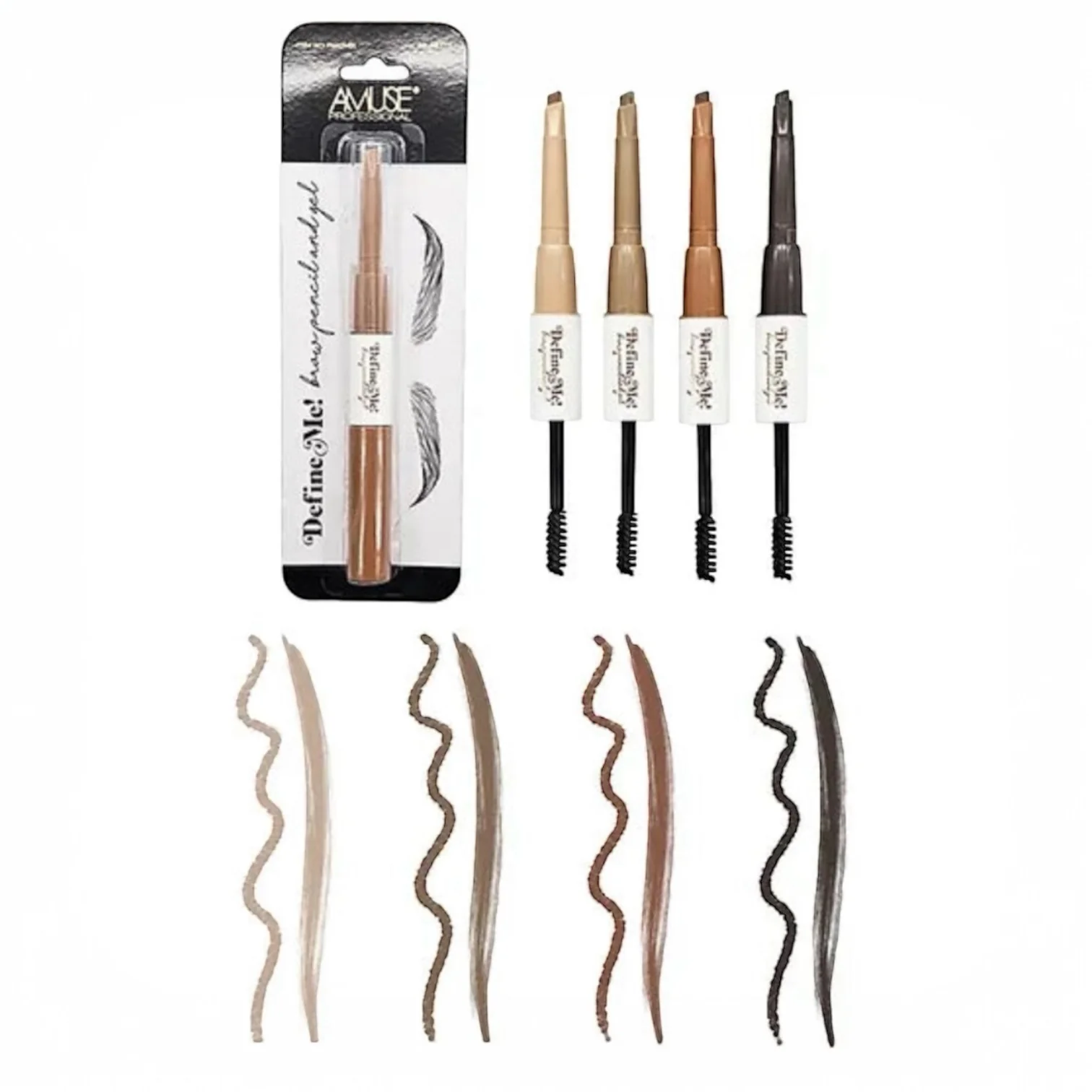 8PCS PACK AMUSE DEFINE ME! BROW PENCIL & GEL PN42MIX